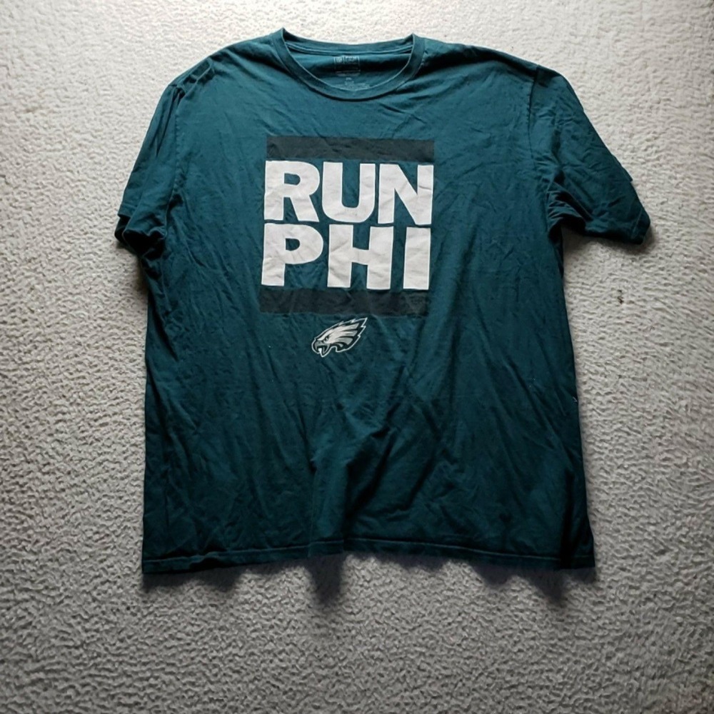 Philadelphia Eagles Shirt Mens 2XL Green NFL Football Fanatics RUN PHI Tee